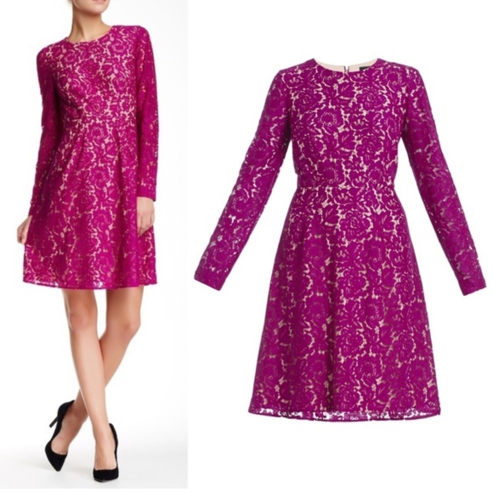 Bcbgmaxazria A Line Dress Women 8 Everly Purple Lace Layered Cut Out Back